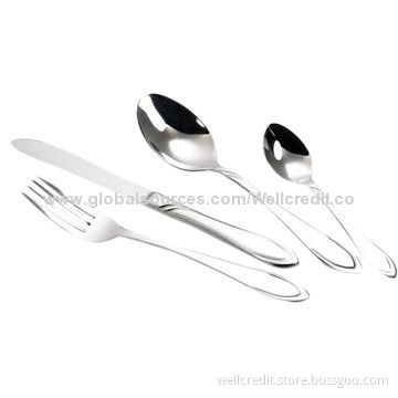 European style stainless steel flatware with dinner knife and spoon